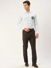 Indian Needle Men's Cotton Printed Formal Shirts-SF-806White