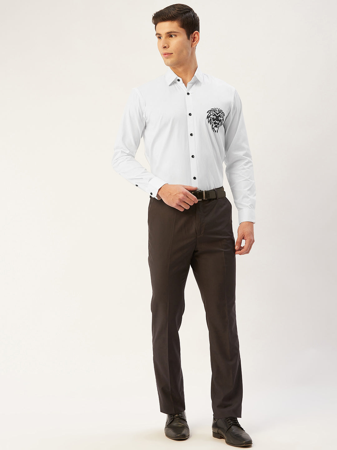 White Lion Printed Mens Shirt - Cotton Formal Shirts