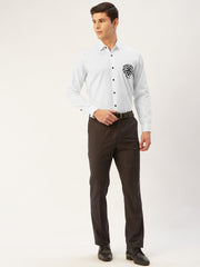 Indian Needle Men's Cotton Printed Formal Shirts-SF-806White