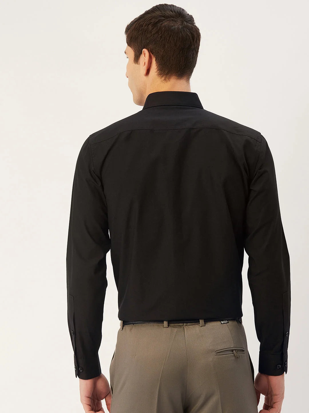 Black Cotton Printed Formal Mens Shirt | Indian Needle - SF-807