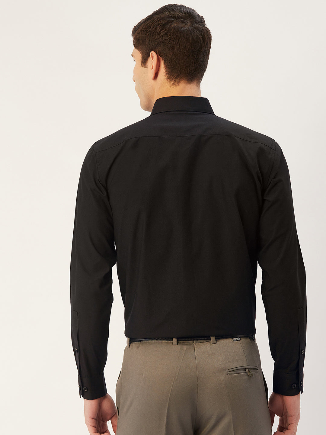 Black Cotton Printed Formal Mens Shirt | Indian Needle - SF-807