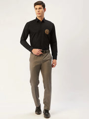 Indian Needle Men's Cotton Printed Formal Shirts-SF-807Black