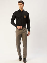 Indian Needle Men's Cotton Printed Formal Shirts-SF-807Black