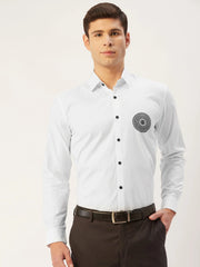 Indian Needle Men's Cotton Printed Formal Shirts-SF-807White