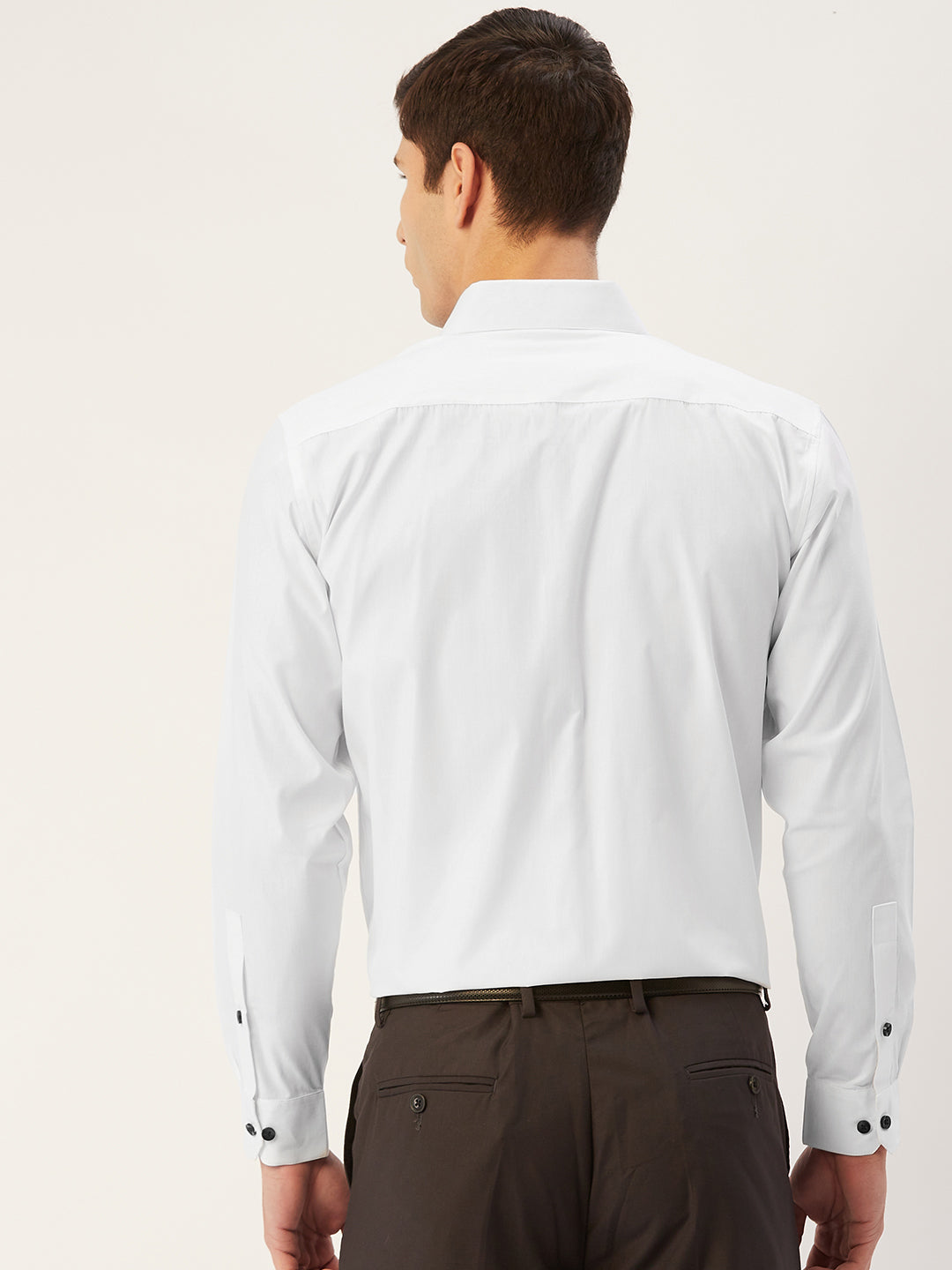 White Cotton Printed Formal Mens Shirt | Indian Needle - SF-807