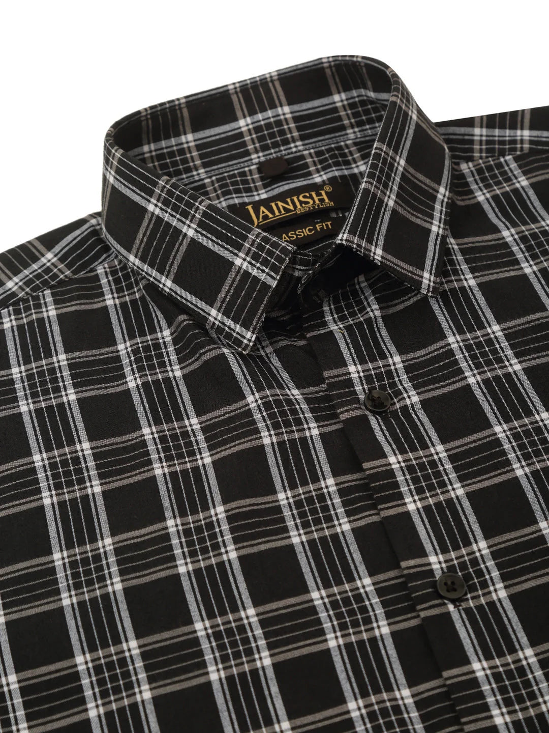 Black Cotton Checked Half Sleeve Formal Mens Shirt | Indian Ne...