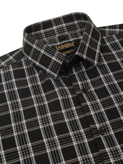 Indian Needle Men's Cotton Checked Half Sleeve Formal Shirts-SF-808Black