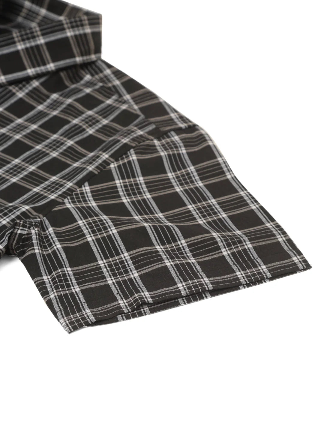 Black Cotton Checked Half Sleeve Formal Mens Shirt | Indian Ne...
