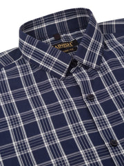 Indian Needle Men's Cotton Checked Half Sleeve Formal Shirts-SF-808Blue