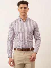 Indian Needle Men's Cotton Checked Button Down Collar Formal Shirts-SF-809Light-Purple