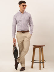 Indian Needle Men's Cotton Checked Button Down Collar Formal Shirts-SF-809Light-Purple