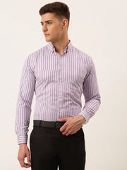 Indian Needle Men's Cotton Checked Button Down Collar Formal Shirts-SF-809Purple