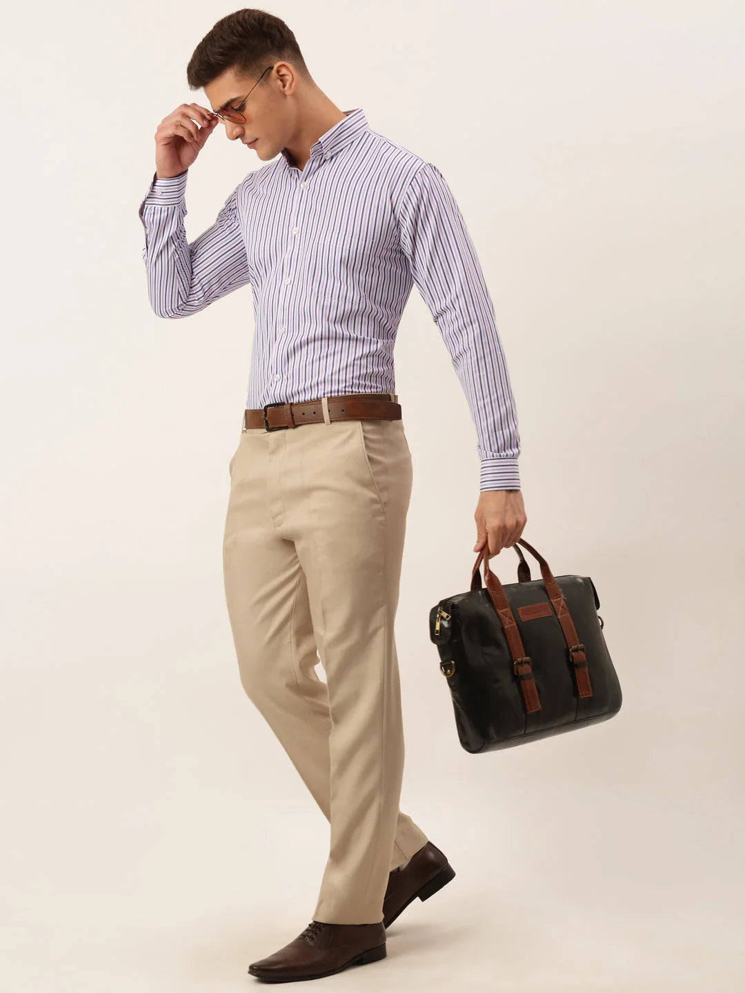 Indian Needle Men's Cotton Checked Formal Shirt - SF-809 Voilet