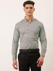Indian Needle Men's Cotton Checked Button Down Collar Formal Shirts-SF-810Black