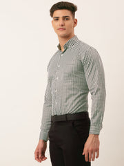 Indian Needle Men's Cotton Checked Button Down Collar Formal Shirts-SF-810Black