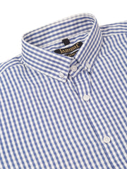 Indian Needle Men's Cotton Checked Button Down Collar Formal Shirts-SF-810Blue