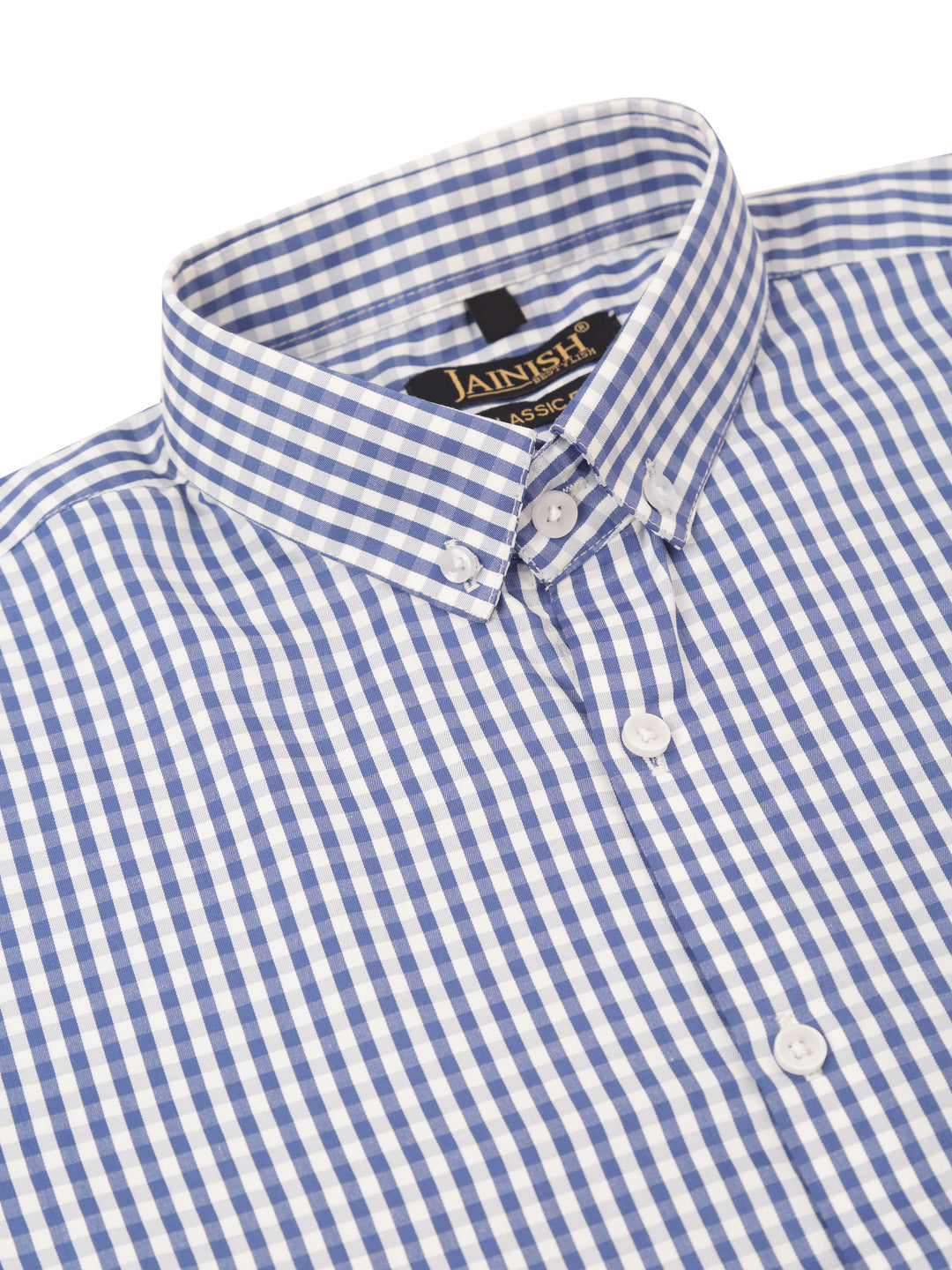 Indian Needle Men's Cotton Checked Formal Shirt - SF-810 Blue