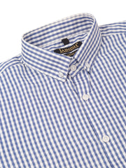 Indian Needle Men's Cotton Checked Button Down Collar Formal Shirts-SF-810Blue