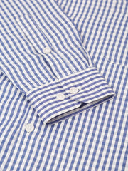Indian Needle Men's Cotton Checked Button Down Collar Formal Shirts-SF-810Blue