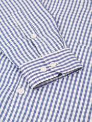 Indian Needle Men's Cotton Checked Button Down Collar Formal Shirts-SF-810Blue
