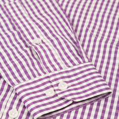 Indian Needle Men's Cotton Checked Button Down Collar Formal Shirts-SF-810Purple