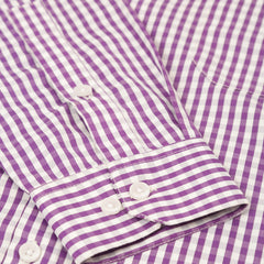 Indian Needle Men's Cotton Checked Button Down Collar Formal Shirts-SF-810Purple