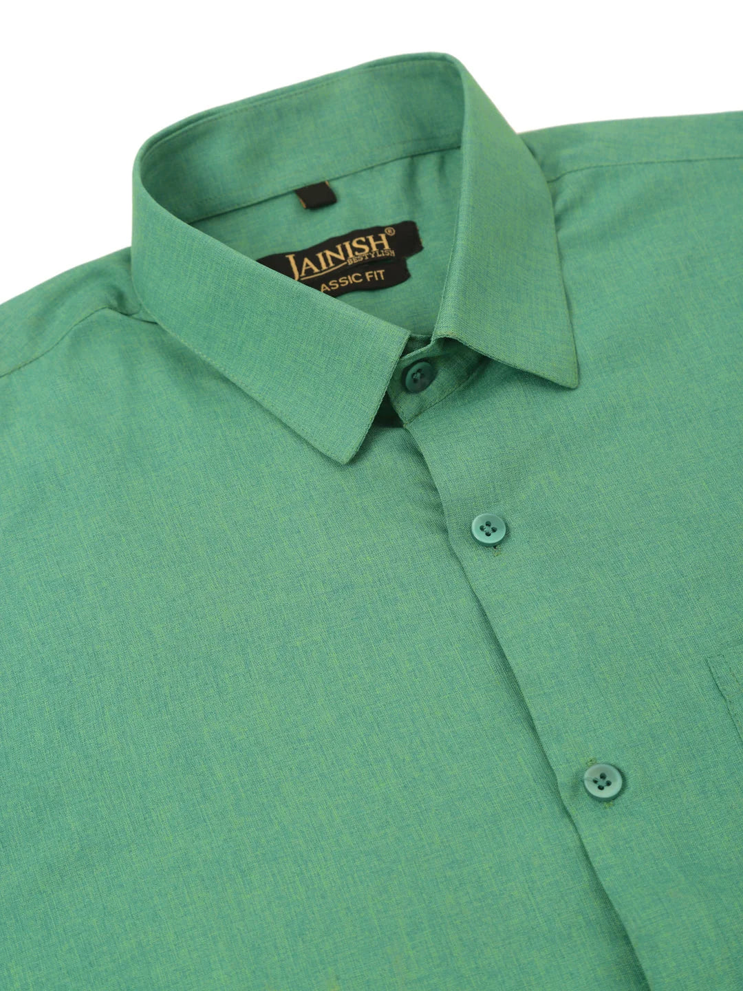 Green Cotton Formal Shirts for Men - Half Sleeve Cotton Shirt