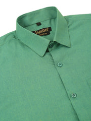 Indian Needle Men's Cotton Solid Half Sleeve Formal Shirts-SF-811Green