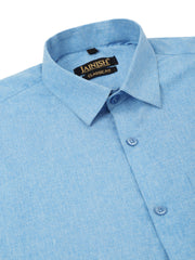 Indian Needle Men's Cotton Solid Half Sleeve Formal Shirts-SF-811Light-Blue