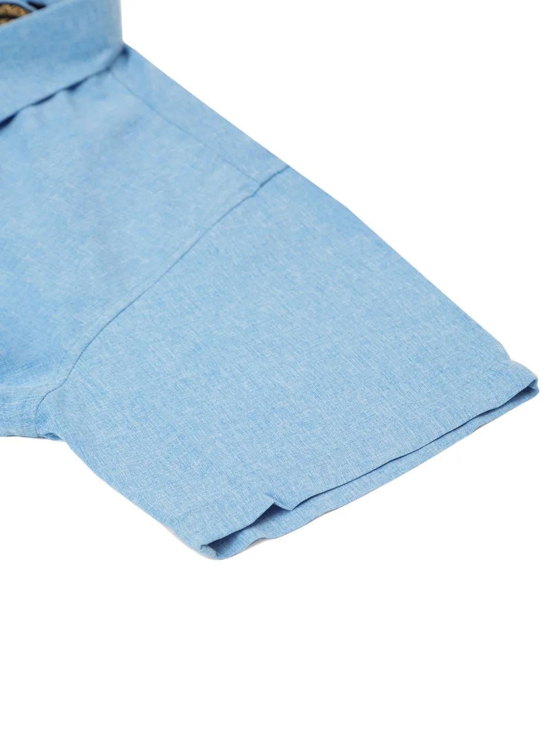 Indian Needle Men's Blue Solid Half Sleeve Cotton Formal Shirt