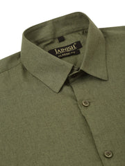 Indian Needle Men's Cotton Solid Half Sleeve Formal Shirts-SF-811Olive