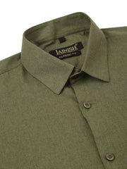 Indian Needle Men's Cotton Solid Half Sleeve Formal Shirts-SF-811Olive