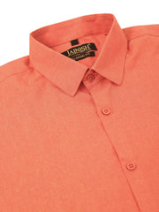 Indian Needle Men's Cotton Solid Half Sleeve Formal Shirts-SF-811Peach