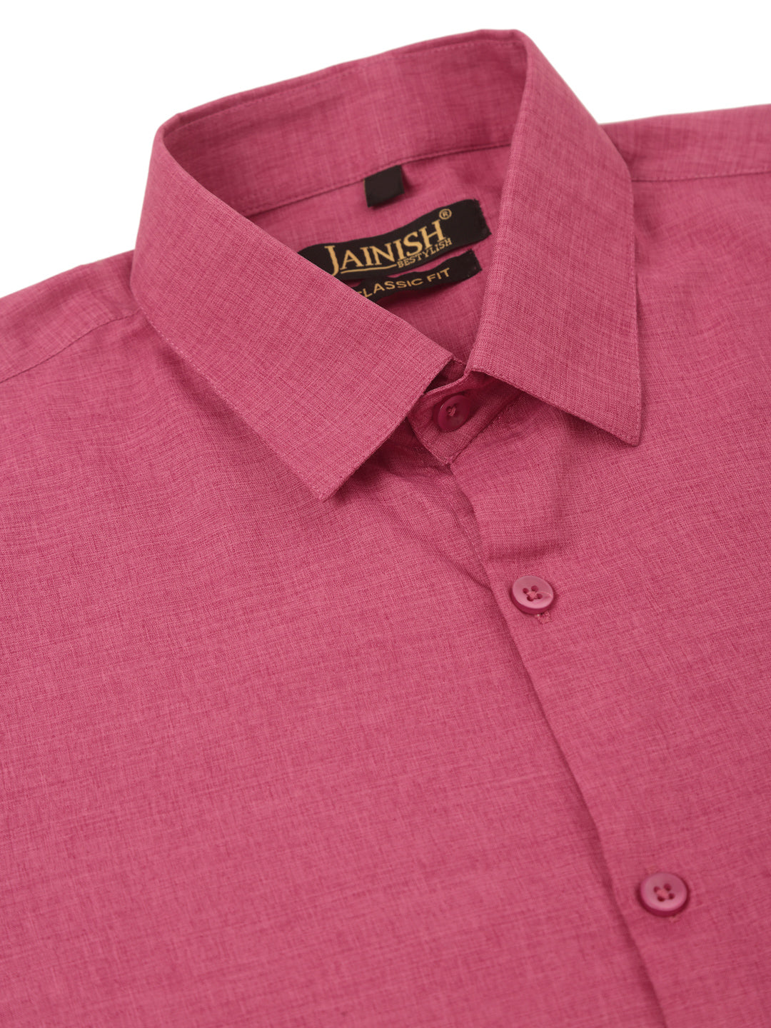 Indian Needle Men's Pink Solid Half Sleeve Cotton Formal Shirt