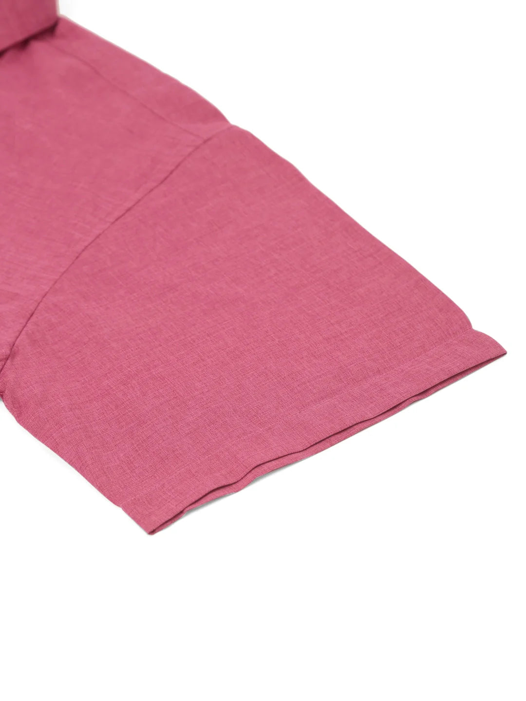 Indian Needle Men's Pink Solid Half Sleeve Cotton Formal Shirt