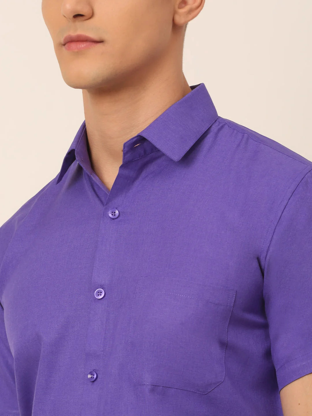Stylish Mens Cotton Solid Half Styled Sleeve Formal Shirt