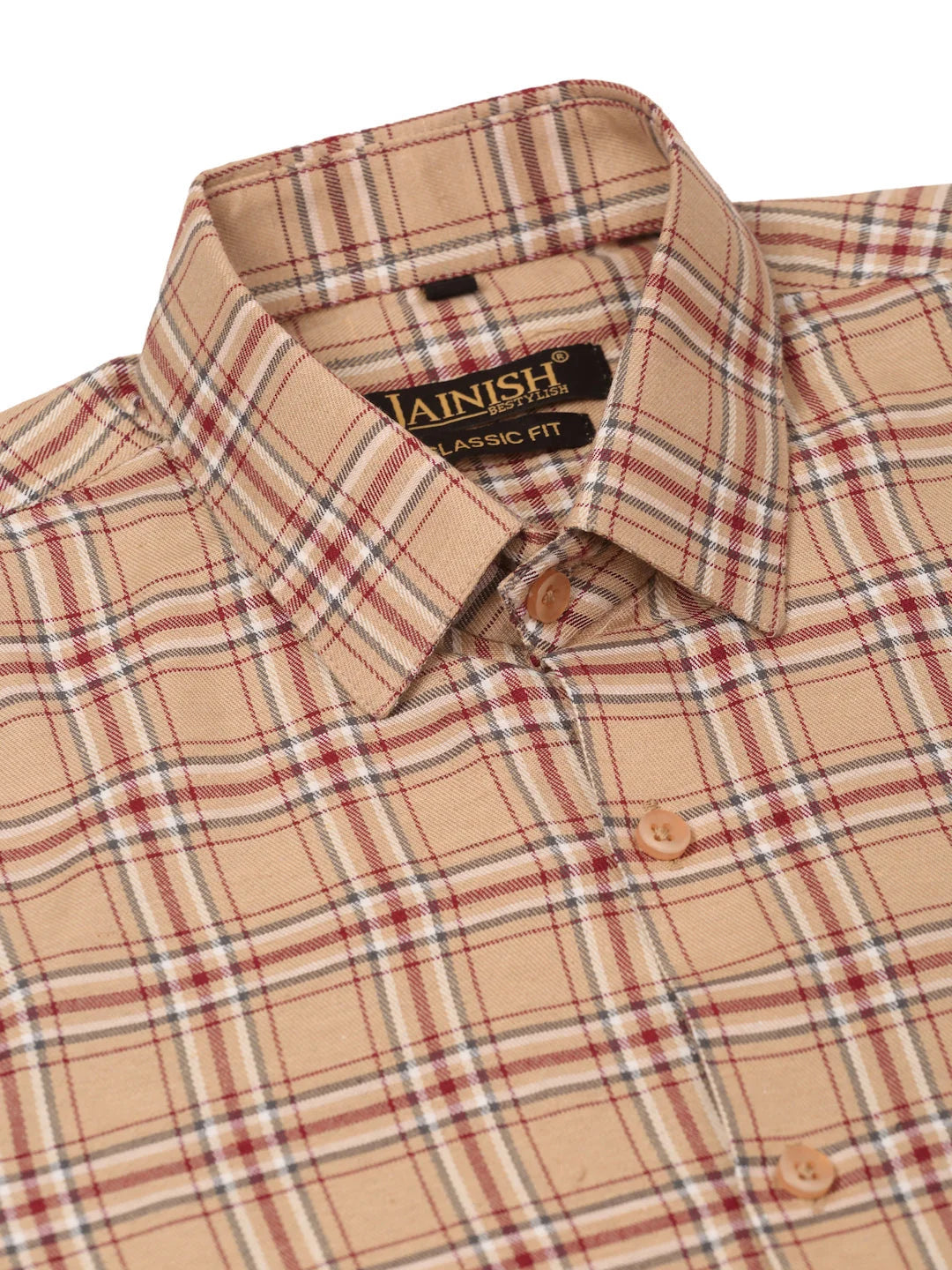 Men's Brown Checked Cotton Shirt - Half Sleeve Formal Shirts
