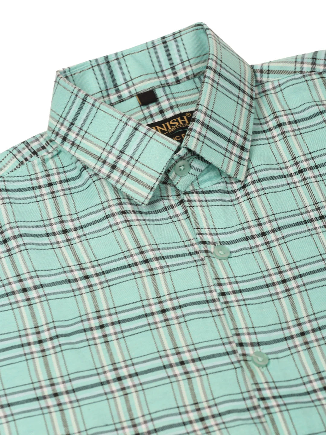 Green Checked Cotton Shirt - Mens Formal Shirts Indian Needle