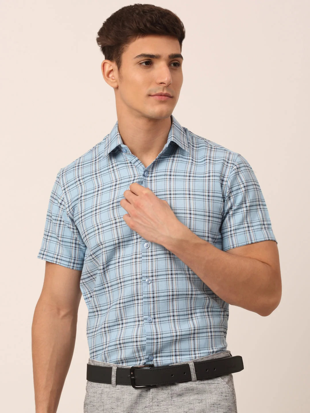 Cotton Checked Half Sleeve Formal Shirts - Mens Premium Style