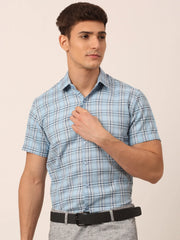 Men's Cotton Checked Half Sleeves Formal Shirts-SF-815