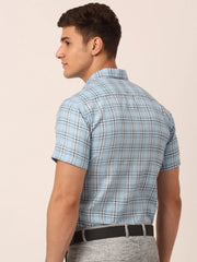 Men's Cotton Checked Half Sleeves Formal Shirts-SF-815
