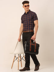 Men's Cotton Checked Half Sleeves Formal Shirts-SF-818