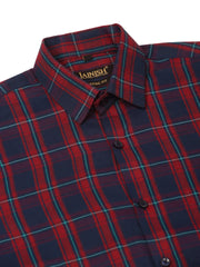 Indian Needle Men's Cotton Checked Half Sleeve Formal Shirts-SF-818Red-Blue