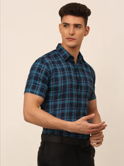 Cotton Checked Half Sleeves Formal Shirts-SF-818
