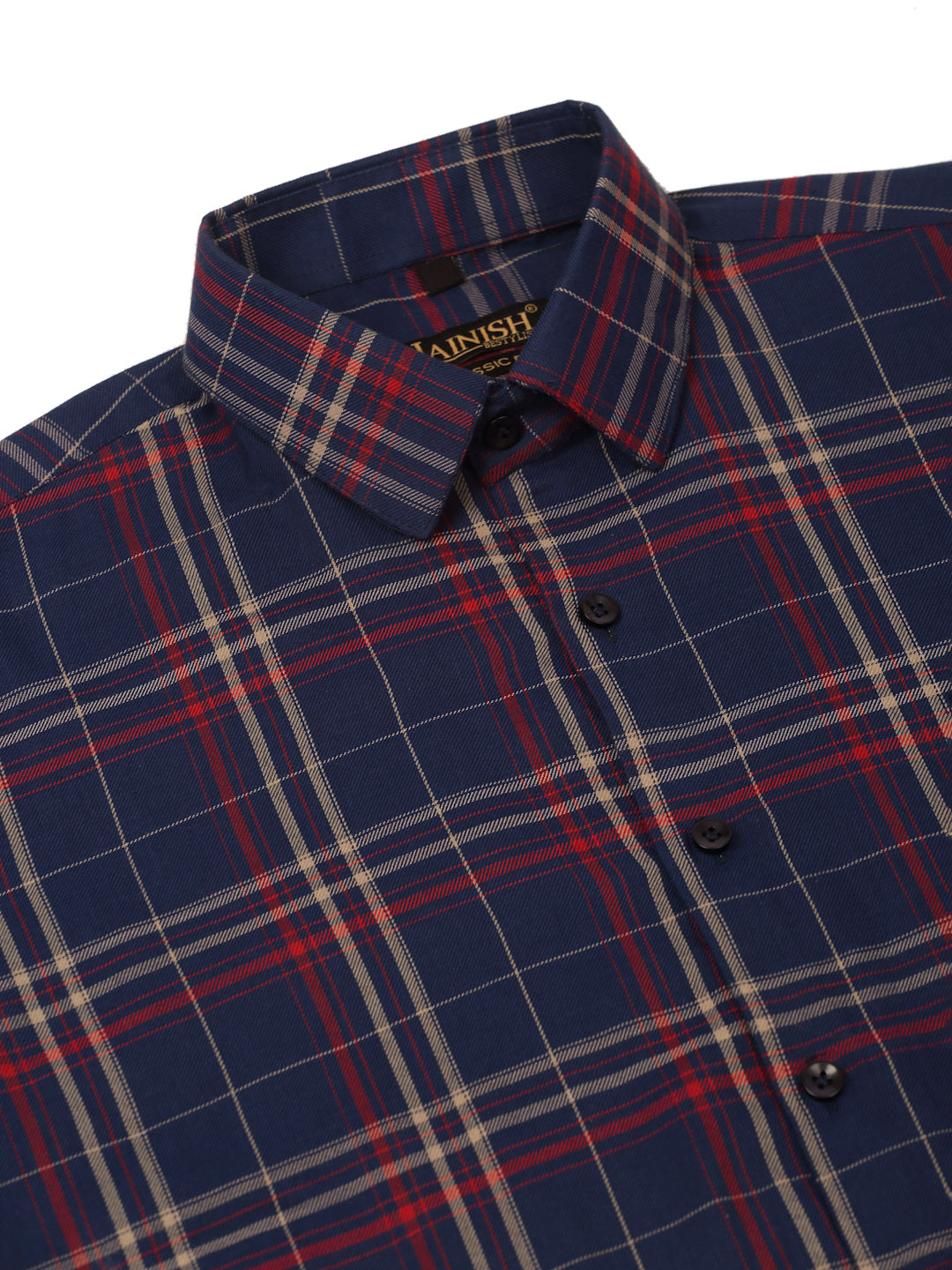 Navy Checked Formal Shirts - Mens Cotton Shirt | Indian Needle
