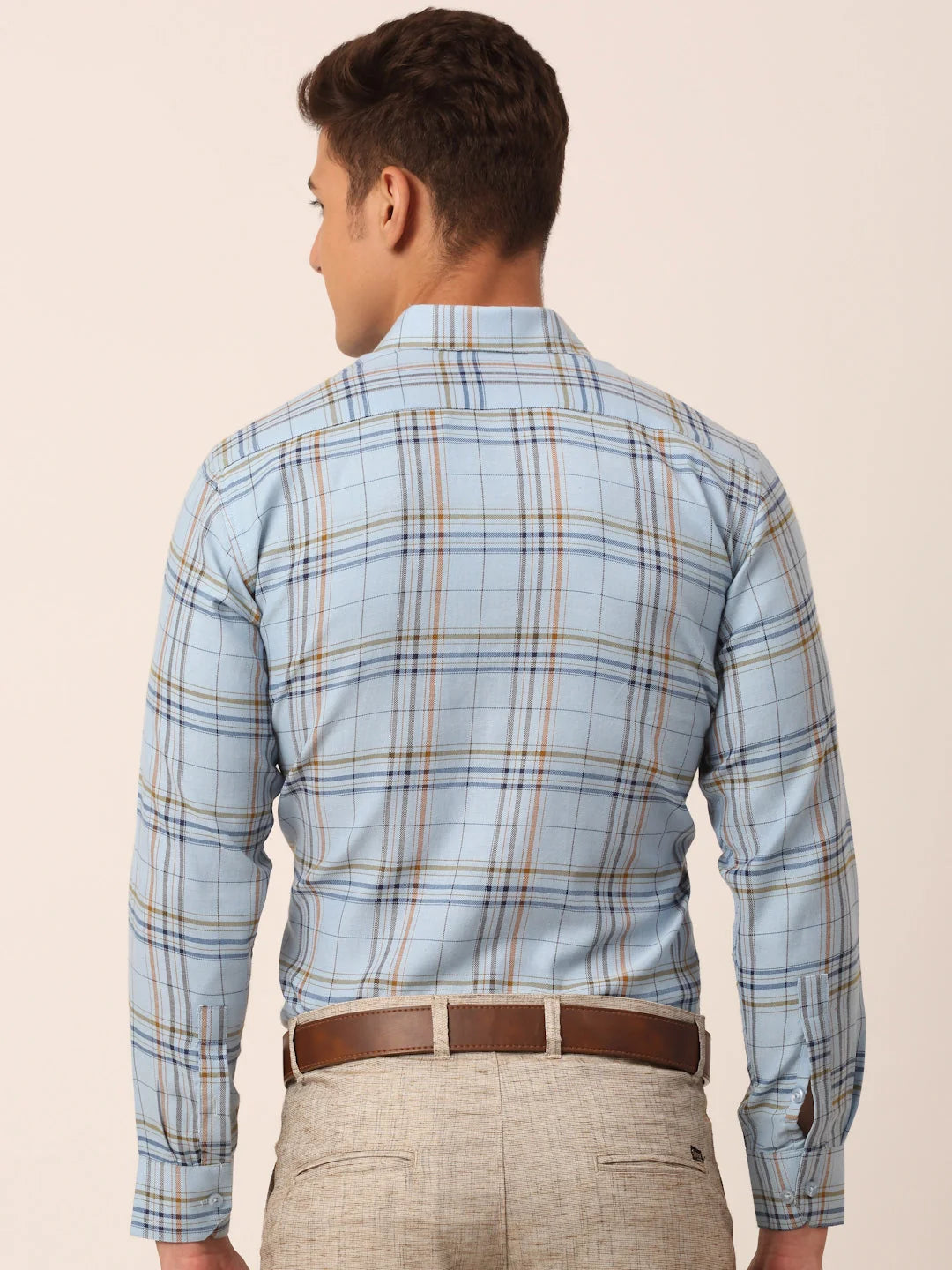 Sky Checked Formal Shirts - Mens Cotton Shirt | Indian Needle