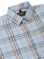Indian Needle Men's Cotton Checked Formal Shirts-SF-819Sky