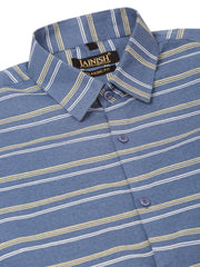 Indian Needle Men's Cotton Striped Formal Shirts-SF-820Blue