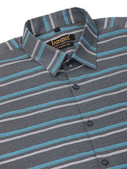 Indian Needle Men's Cotton Striped Formal Shirts-SF-820Grey