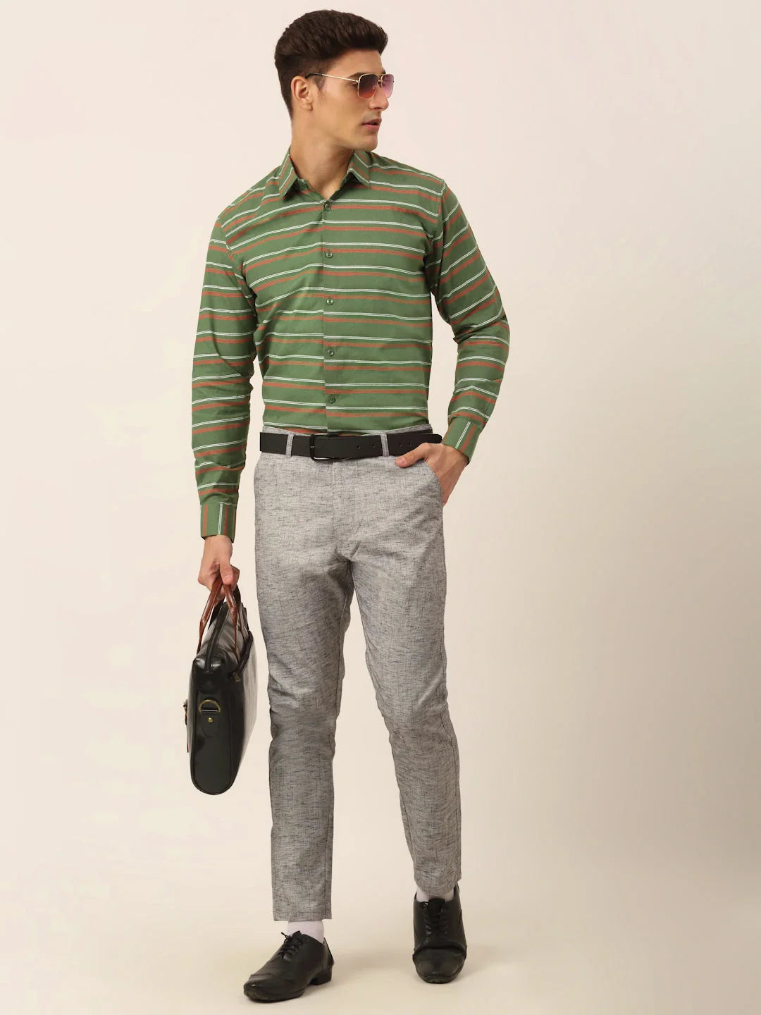 Men's Cotton Striped Formal Shirts - Indian Needle